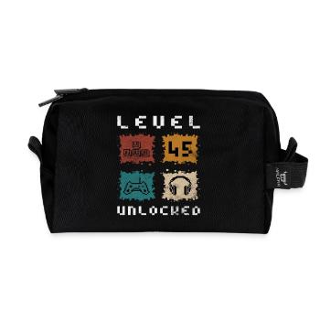 Level 45 freigeschaltet - Recycelte Kulturtasche - Schwarz - Vorne