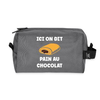 Illustrated pain au chocolat - Recycled Toiletry Zip Bag - anthracite - Front