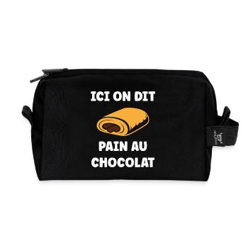 Pain au chocolat illustré - Trousse de toilette en tissu recyclé - noir - Devant