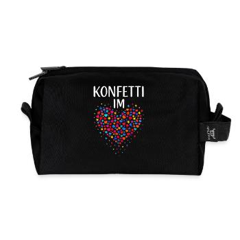 Karneval Konfetti Im Herzen Fastnacht Fasching  - Recycelte Kulturtasche - Schwarz - Vorne