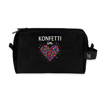 Karneval Konfetti Im Herzen Fastnacht Fasching  - Recycelte Kulturtasche - Schwarz - Vorne
