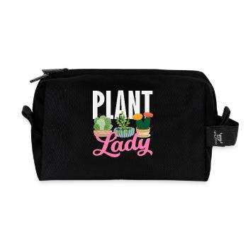 Plant lover planting succulent flower - Recycled Toiletry Zip Bag - black - Front