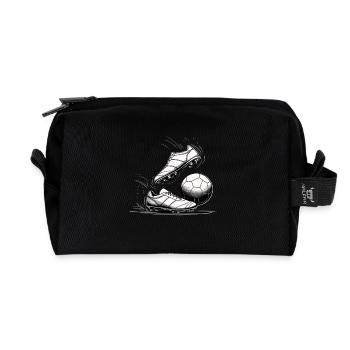 Schwarzweiß Fußball Skizze - Recycelte Kulturtasche - Schwarz - Vorne
