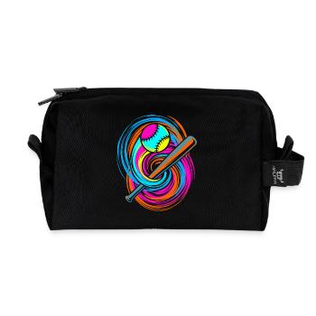 Batte de baseball et balle - Trousse de toilette en tissu recyclé - noir - Devant