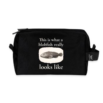 Blobfish Really Looks Like – Enlightenment Design - Recycled Toiletry Zip Bag - black - Front
