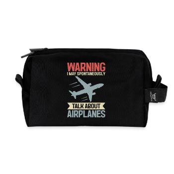 Flugzeugpilot Ich könnte über Flugzeuge sprechen - Recycelte Kulturtasche - Schwarz - Vorne