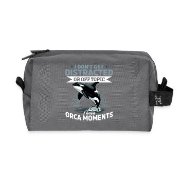 Funny Orca - Recycled Toiletry Zip Bag - anthracite - Front