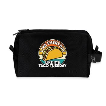 Live Every Day Like It’s Taco Tuesday Mexican Food - Recycled Toiletry Zip Bag - black - Front