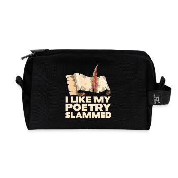 Poesie Schlaggeschlagenes Feder-Tee - Recycelte Kulturtasche - Schwarz - Vorne