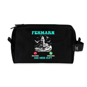 FEHMARN THE SEA IS CALLING Baltic Sea Holidays Funny - Recycled Toiletry Zip Bag - black - Front