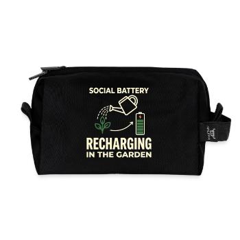 Social Battery Recharging Garden Humor - Recycelte Kulturtasche - Schwarz - Vorne