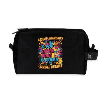 Absurd Harmonies K-Pop Ramen Boba K Drama Noodle - Recycled Toiletry Zip Bag - black - Front