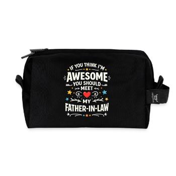 Awesome Father-in-Law Motif - Recycled Toiletry Zip Bag - black - Front
