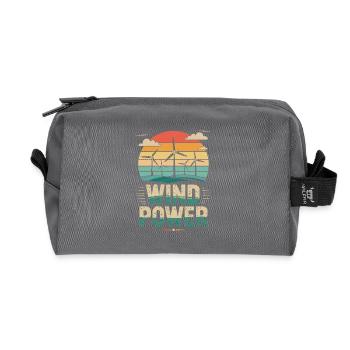 Énergie éolienne Énergie renouvelable Énergie éolienne rétro - Trousse de toilette en tissu recyclé - anthracite - Devant
