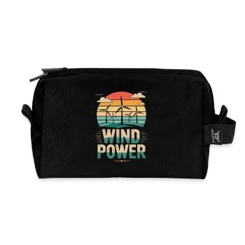 Énergie éolienne Énergie renouvelable Énergie éolienne rétro - Trousse de toilette en tissu recyclé - noir - Devant