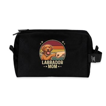 Retro Labrador Mom Foxred Paw Clash - Recycled Toiletry Zip Bag - black - Front