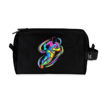 Joueur de rugby - Trousse de toilette en tissu recyclé - noir - Devant