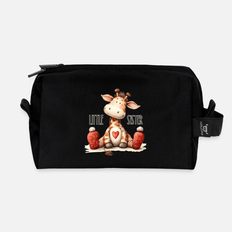 Kleine Schwester Giraffe - Recycelte Kulturtasche - Schwarz