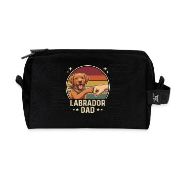 Retro Labrador Dad Foxred Paw Clash - Recycled Toiletry Zip Bag - black - Front