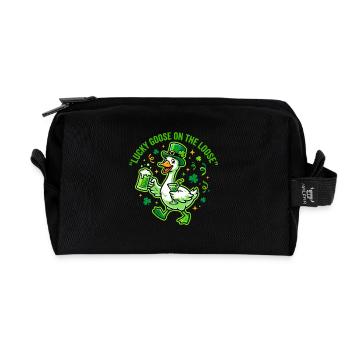 Funny Lucky Goose On The Loose St. Patrick Day - Recycelte Kulturtasche - Schwarz - Vorne