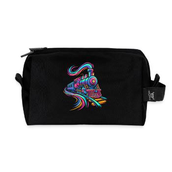 Steam locomotive - Recycled Toiletry Zip Bag - black - Front