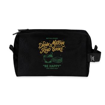 Drink Matcha Read Books Be Happy Matcha Lover Tea - Recycelte Kulturtasche - Schwarz - Vorne