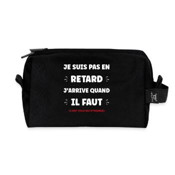 Not late: timing humor - Recycled Toiletry Zip Bag - black - Front
