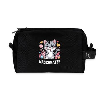 Suesse Naschkatze Katze Mit Bonbons - Recycelte Kulturtasche - Schwarz - Vorne