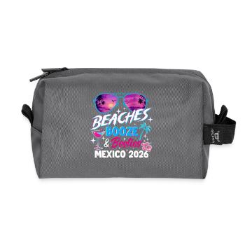 Plages Booze Besties Mexique 2026 Ambiance Voyage entre filles - Trousse de toilette en tissu recyclé - anthracite - Devant