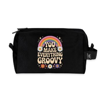 You Make Everything Groovy - Retro Rainbow - Recycled Toiletry Zip Bag - black - Front