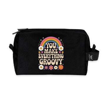You Make Everything Groovy - Retro Rainbow - Recycled Toiletry Zip Bag - black - Front