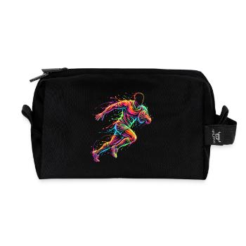 Rugby Player Men Kids Boys - Recycled Toiletry Zip Bag - black - Front