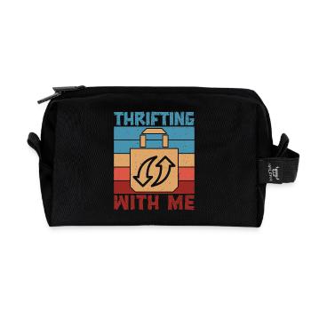 Thrift Shopper Thrifting With Me Thrift Store - Recycled Toiletry Zip Bag - black - Front