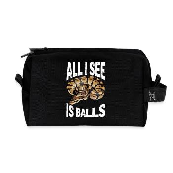 King Python Snakes Lover Terrarium Python - Recycled Toiletry Zip Bag - black - Front