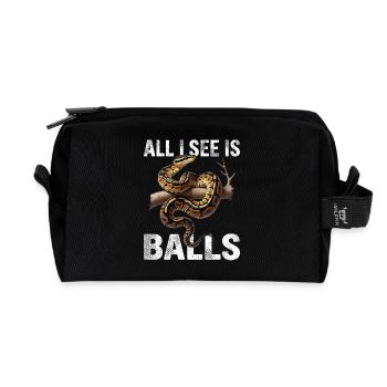 King Python Snakes Lover Terrarium Python - Recycled Toiletry Zip Bag - black - Front