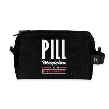 Pill magician, pharmacist, pharmacy technician - Recycled Toiletry Zip Bag - black - Front