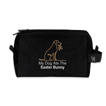 My Dog Ate the Easter Bunny Funny Easter Design - Recycled Toiletry Zip Bag - black - Front