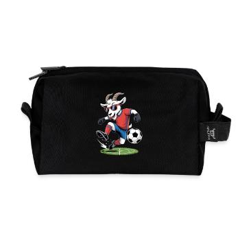 Chèvre de football cool avec des lunettes de soleil - Trousse de toilette en tissu recyclé - noir - Devant