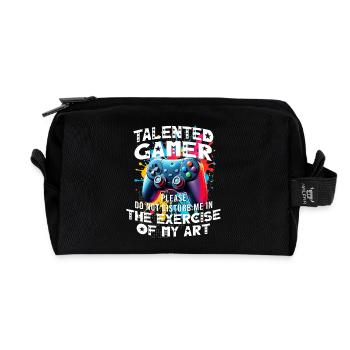 Joueur passionné de jeux vidéo console drôle - Trousse de toilette en tissu recyclé - noir - Devant