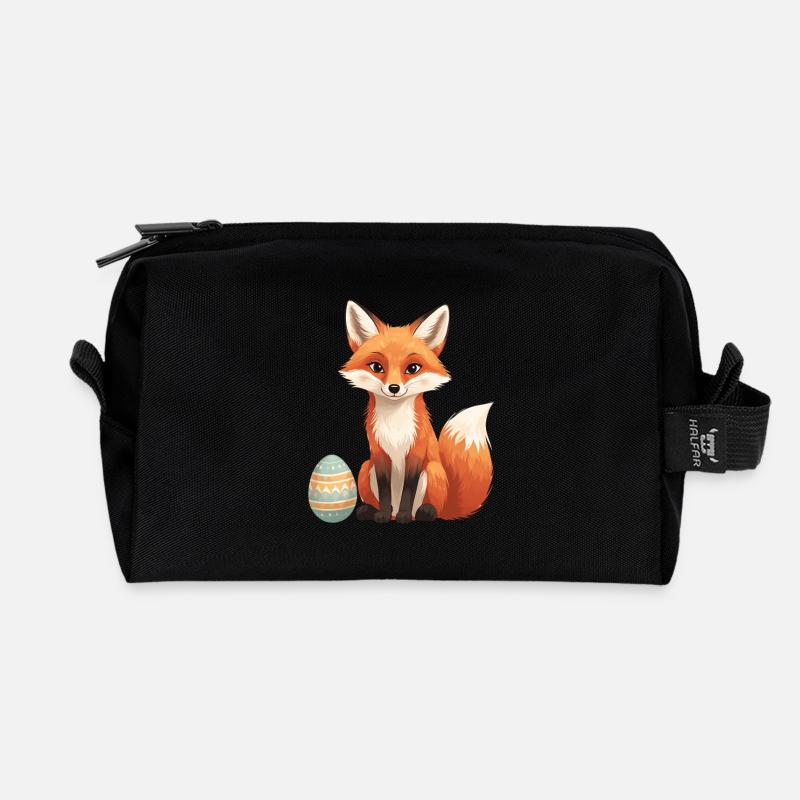 Osterfuchs mit weichem Stil - Recycelte Kulturtasche - Schwarz
