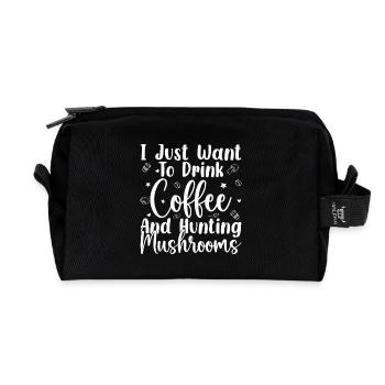 Morel Mushrooms Drink Coffee & Mushroom - Recycelte Kulturtasche - Schwarz - Vorne