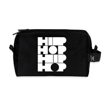 Bold Block Hip Hop Typography - Recycled Toiletry Zip Bag - black - Front