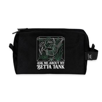 Frag mich nach meinem Betta-Aquarium - Recycelte Kulturtasche - Schwarz - Vorne