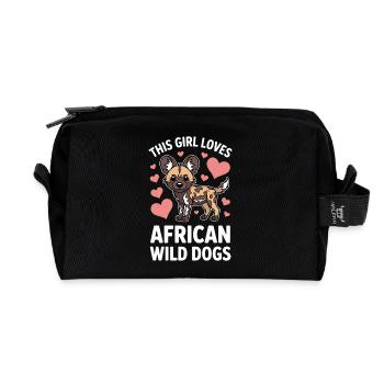 African Wild Dog Sayings Funny Gift - Recycled Toiletry Zip Bag - black - Front