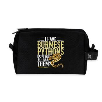  Burmese Python Hde Snake Stuffed Animal Reptile - Recycled Toiletry Zip Bag - black - Front