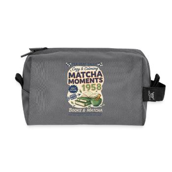 Cozy Calming Matcha Moments 1958 Books And Matcha - Recycelte Kulturtasche - Anthrazit - Vorne