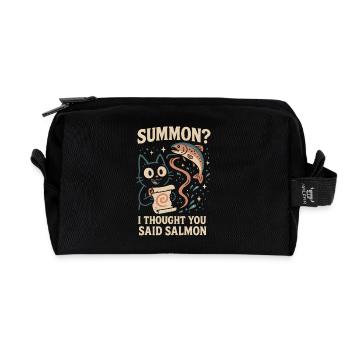 Invoquer du saumon ? | Chat Flippant Mignon - Trousse de toilette en tissu recyclé - noir - Devant