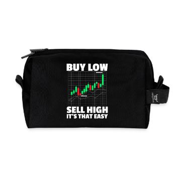Buy low sell high Stock Market Stock Market Trader - Recycled Toiletry Zip Bag - black - Front
