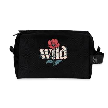 Chemise de fleurs sauvages avec motif de pavot - Trousse de toilette en tissu recyclé - noir - Devant