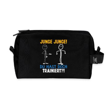 Fitness JUNGE JUNGE DU HASTDOCH TRAINIERT LUSTIG - Recycelte Kulturtasche - Schwarz - Vorne